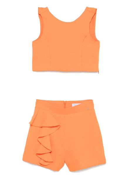  Abel & Lula Ruffle-detail Top And Shorts Set - Orange 