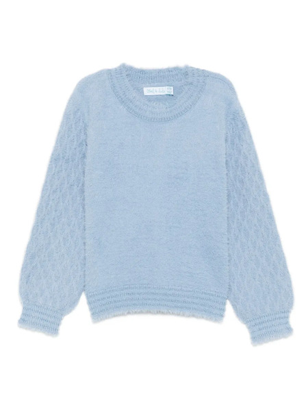  Abel & Lula Textured-knit Balloon-sleeve Sweater - Blue 