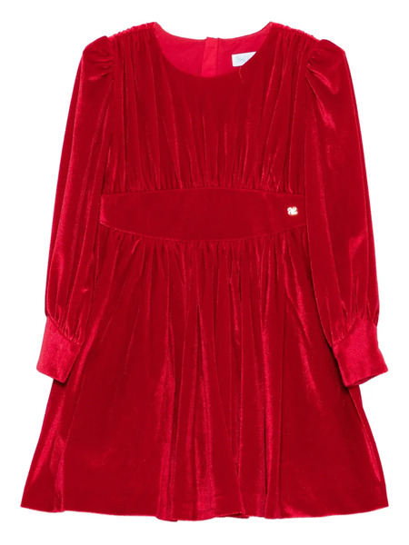  Abel & Lula Velvet Puff-sleeve Dress - Red 