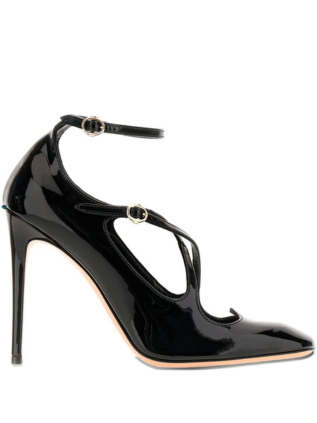  A.bocca 90mm T-strap Leather Pumps - Black 