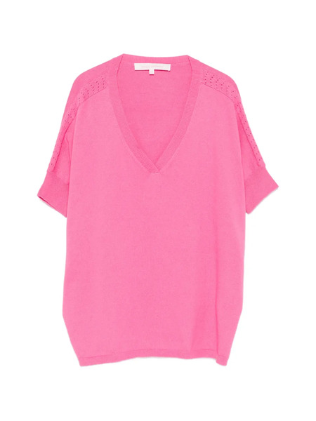  Absolut Cashmere Alyssa V-neck Pointelle Top - Pink 