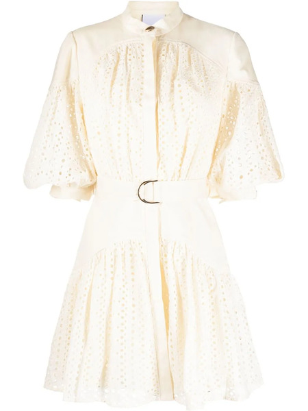  Acler Moore Broderie-anglaise Puff-sleeve Dress - Neutrals 
