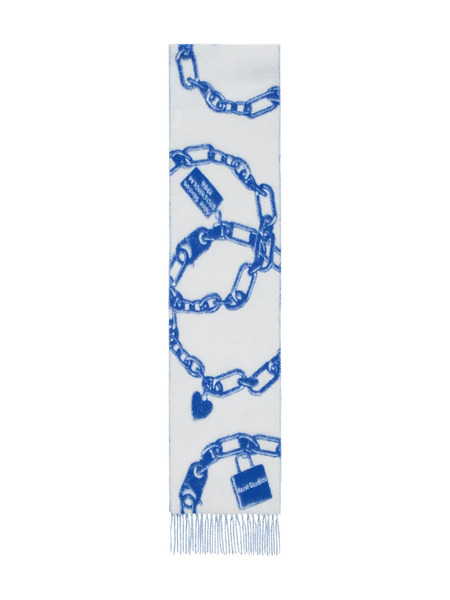  Acne Studios Chain Heart Print Scarf - White 