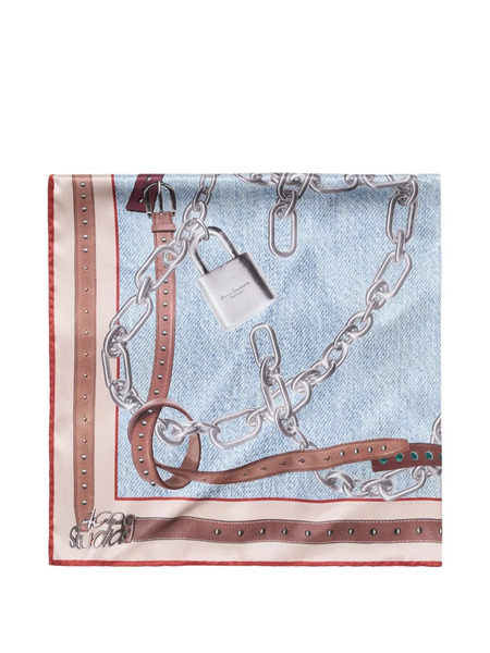  Acne Studios Chain-print Scarf - Blue 