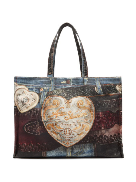  Acne Studios Denim-patch Heart Tote Bag - Blue 
