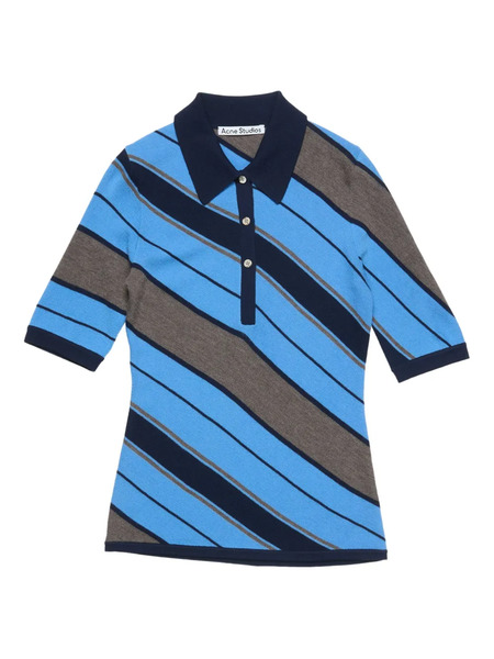  Acne Studios Diagonal-stripe Polo Shirt - Blue 