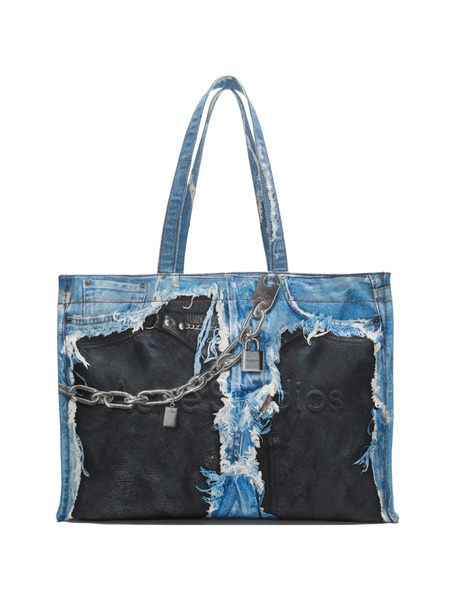  Acne Studios Distressed Padlock-detail Tote Bag - Blue 