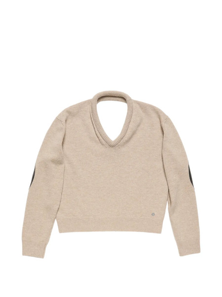  Acne Studios Elbow-patch V-neck Sweater - Neutrals 