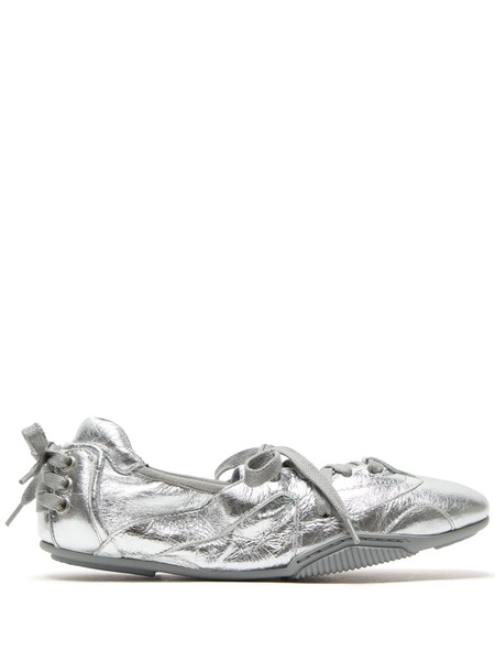 Acne Studios Lace-up Leather Ballet Flats - Silver 