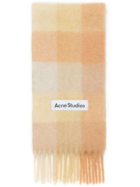  Acne Studios Logo-appliqué Checked Scarf - Neutrals 