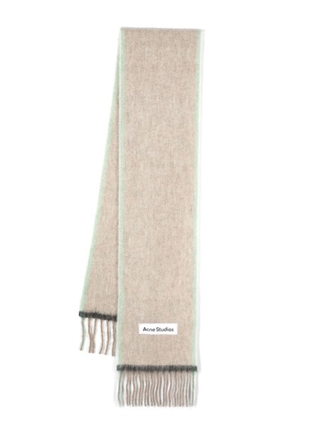  Acne Studios Logo-appliqué Fringed Scarf - Neutrals 