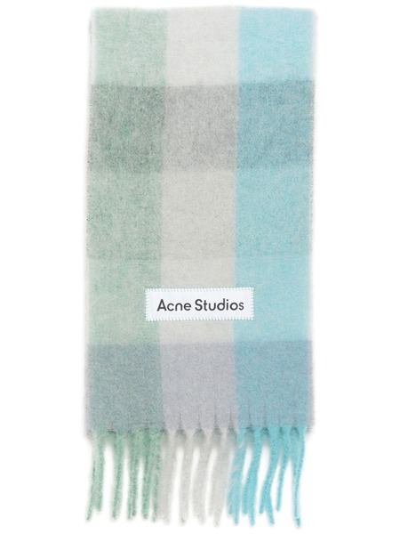 Acne Studios Logo-patch Checked Scarf - Grey 