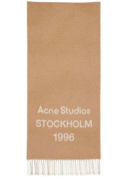  Acne Studios Logo-print Wool Scarf - Brown 