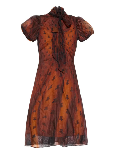  Acne Studios Puff-sleeve Printed Dress - Brown 