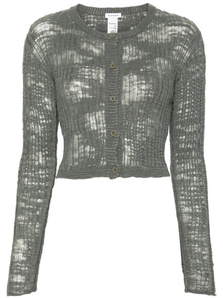  Acne Studios Ribbed Semi-sheer Cardigan - Green 