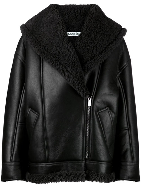  Acne Studios Shearling-lined Leather Biker Jacket - Black 