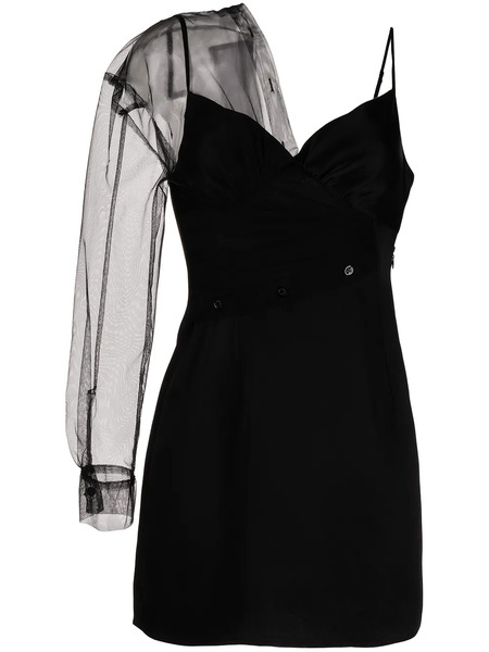  Act Nº1 Asymmetric Satin Mini Dress - Black 