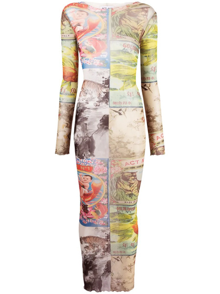  Act Nº1 Graphic-print Semi-sheer Dress - Blue 
