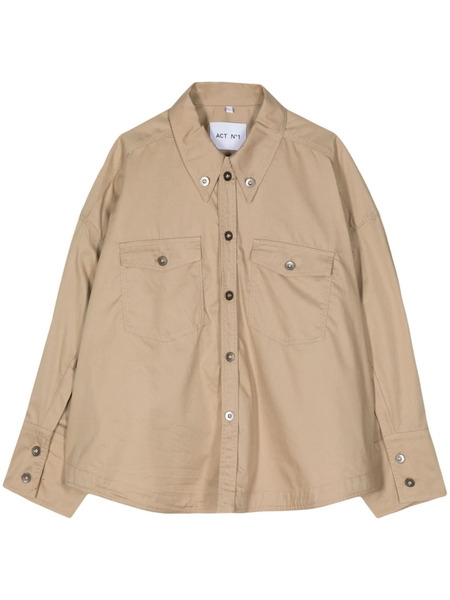  Act Nº1 Long-sleeve Poplin Shirt - Brown 