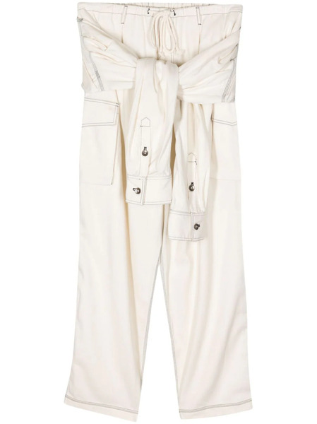  Act Nº1 Tied-waist Cargo Trousers - White 