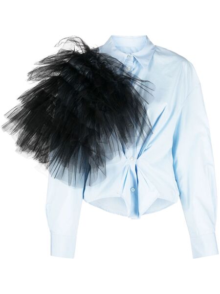  Act Nº1 Tulle-embellished Detail Shirt - Blue 
