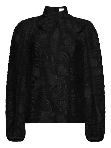  Adam Lippes Joan Bow Fil Coupé Blouse - Black 