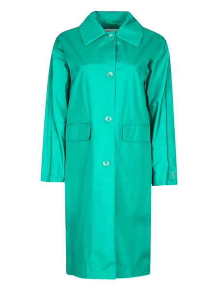  Add Button-fastening Collared Coat - Green 