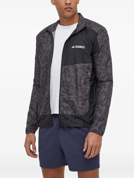  Adidas Abstract-print Zip-up Jacket - Grey 