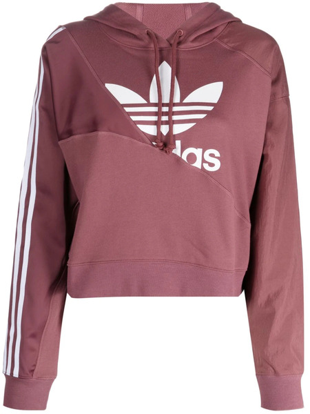  Adidas Cropped Drawstring Hoodie - Red 