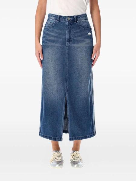  Adidas Denim Stripe Detail Skirt - Blue 