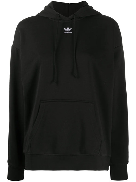  Adidas Drawstring Embroidered-logo Hoodie - Black 
