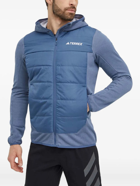  Adidas Hooded Quilted Jacket - Blue 