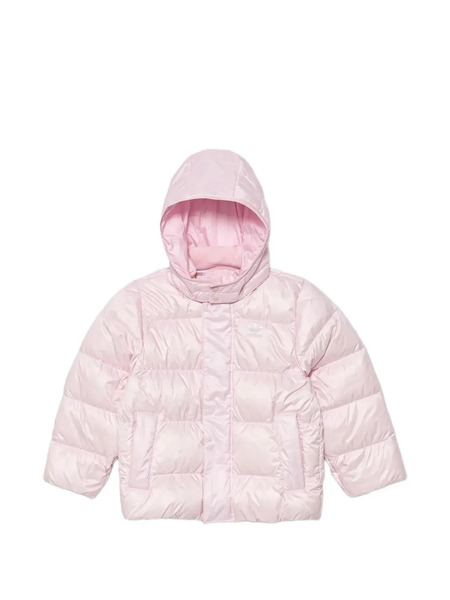  Adidas Kids Logo Quilted Hooded Jacket - Pink 
