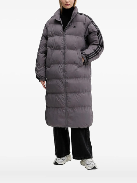  Adidas Logo-embroidery Padded Coat - Grey 