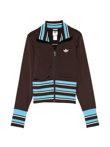  Adidas Striped Zip Sweatshirt - Brown 