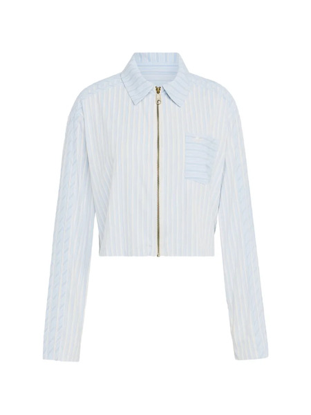  Adidas Striped Zip-up Shirt - Blue 
