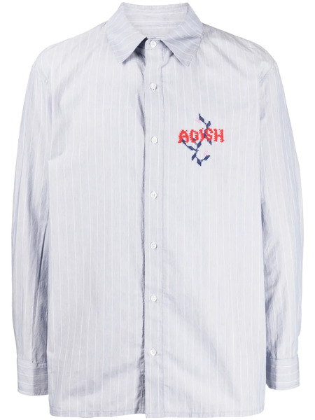  Adish Nafnuf Logo-embroidered Striped Shirt - Blue 
