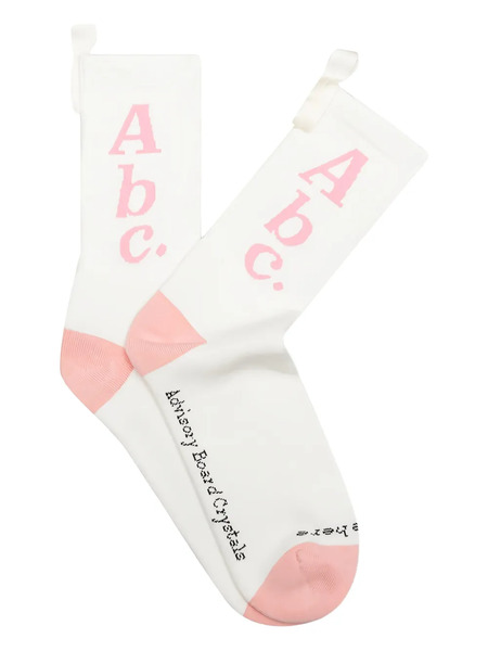  Advisory Board Crystals Logo Ribbed Socks - White 