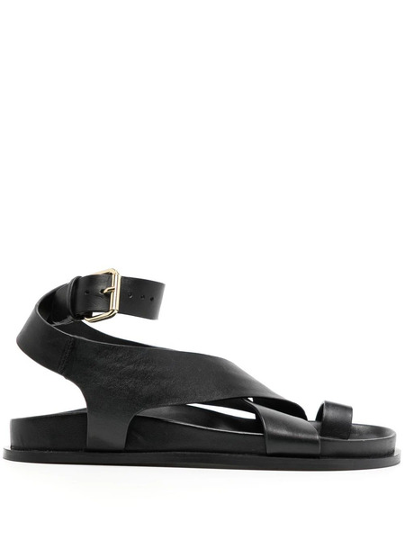  A.emery Jalen Flat Leather Sandals - Black 