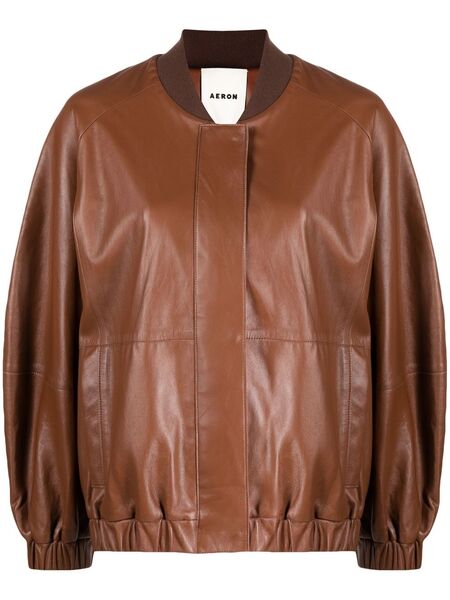  Aeron Bloom Lambskin Bomber Jacket - Brown 