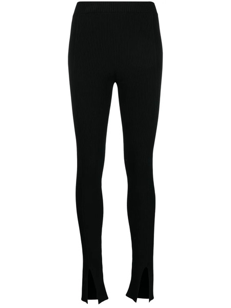  Aeron Front-slit Ribbed Leggings - Black 