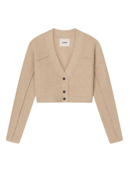  Aeron Ribbed V-neck Cardigan - Neutrals 