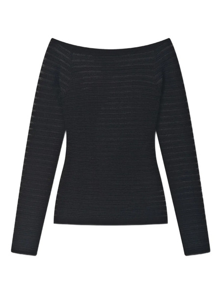  Aeron Shiny Textured-knit Top - Black 