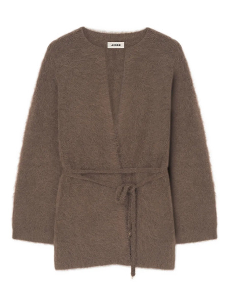  Aeron V-neck Belted Cardigan - Brown 