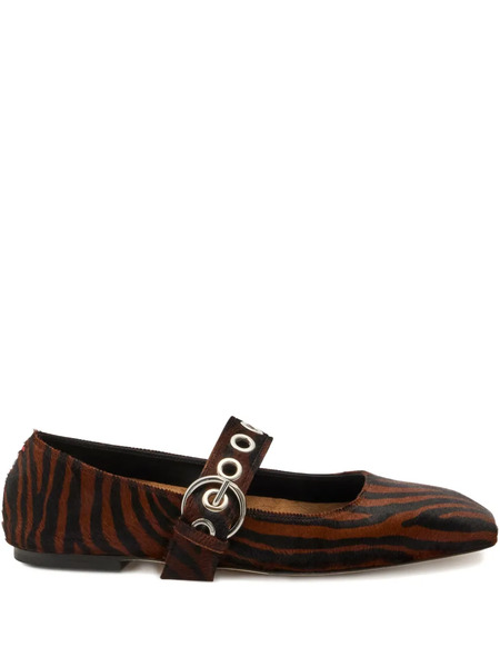  Aeyde Uma Zebra-print Ballet Flats - Brown 