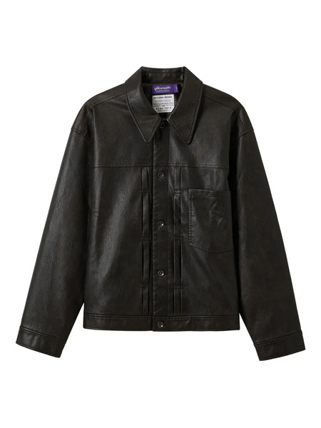  Aftermaths Artificial Leather Jacket - Brown 