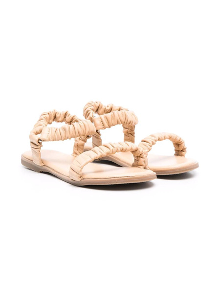  Age Of Innocence Kyle Ruched Leather Sandals - Neutrals 