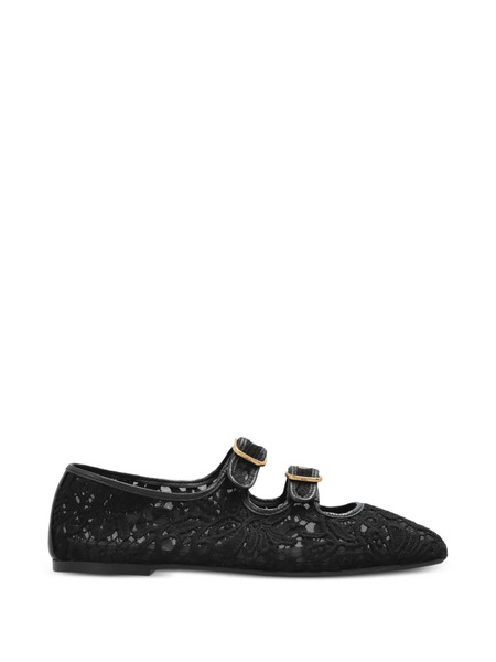  Agl Ceramic Romantic Lace Ballet Flats - Black 