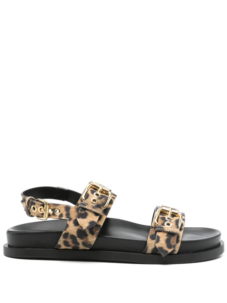  Agl Leopard-print Sandals - Brown 