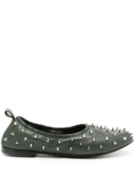  Agl Milly Spike-stud Leather Ballerina Shoes - Green 